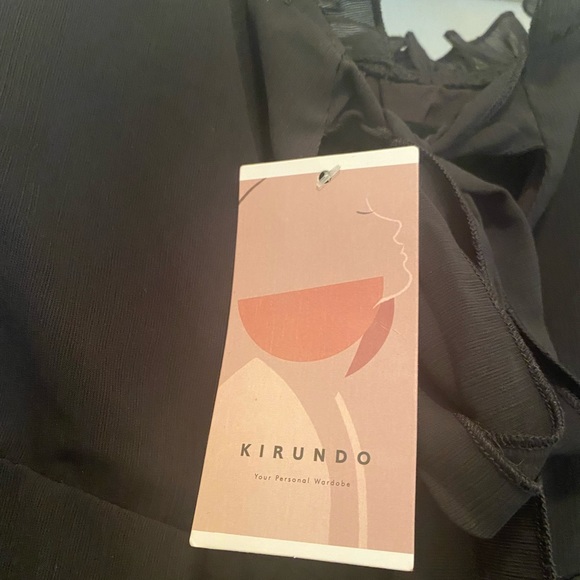 Kirundo Women’s Long Sheer Sleeve Mock Ruffle Neck Mini Dress - Picture 6 of 9